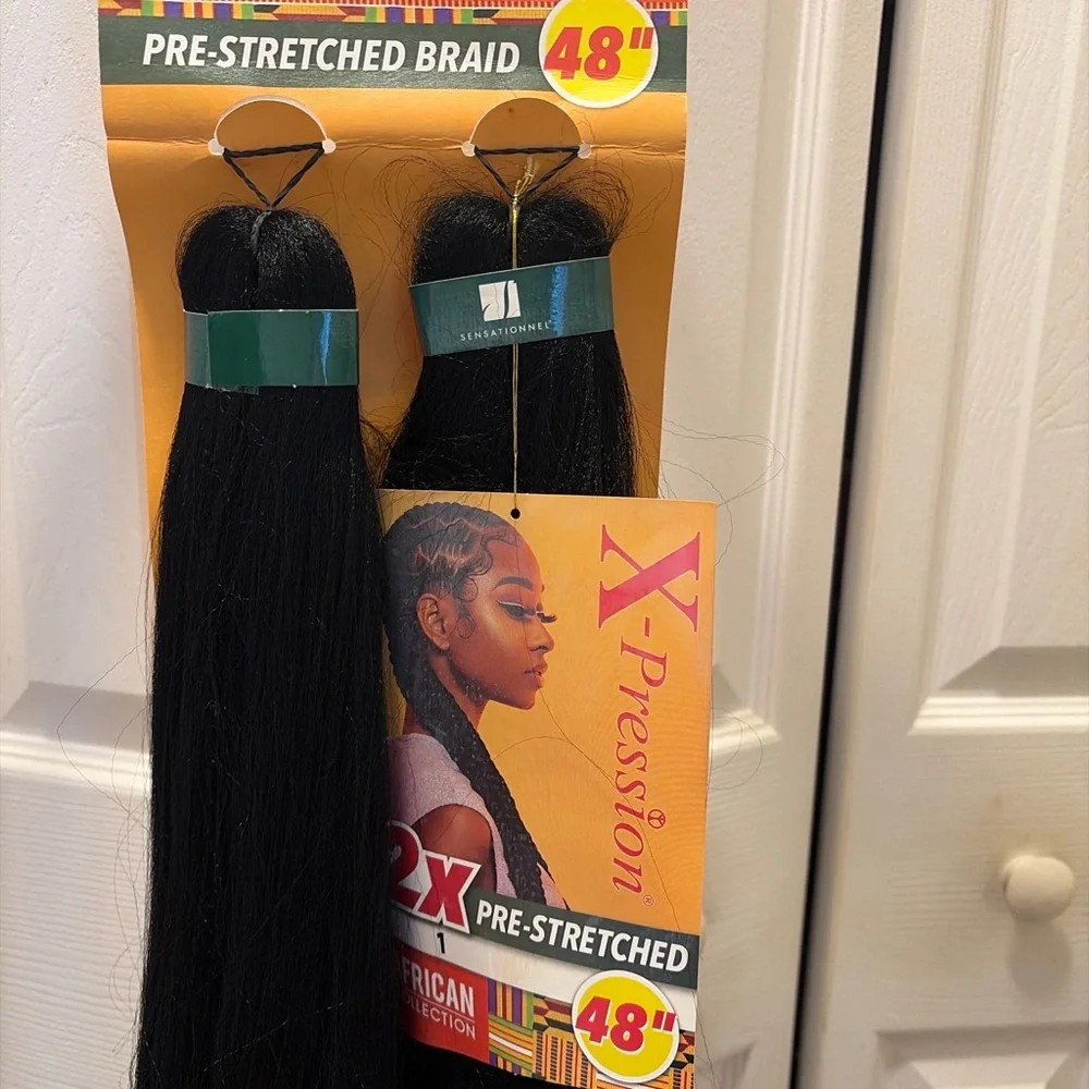 2X X-Pression Pre-Stretched Braid Hair - 48” Black